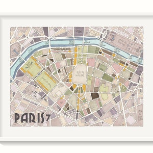 Affiche Plan du 7éme arrondissement de PARIS Décoration Murale