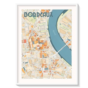 Poster City Map of BORDEAUX Giclee Print