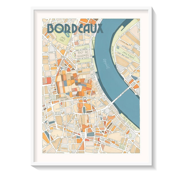 Affiche Plan de BORDEAUX Décoration Murale