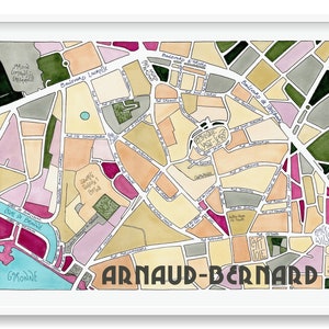Poster City Map of ARNAUD BERNARD district, TOULOUSE Giclee Print