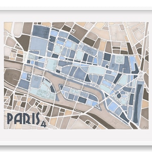 Poster City Map of PARIS 4th district Décoration Murale