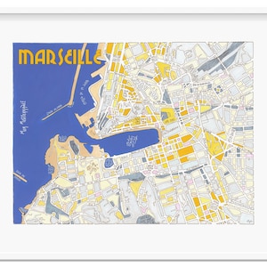 Poster City Map of MARSEILLE Giclee Print