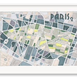 Poster City Map of PARIS 2nd district Wall Art
