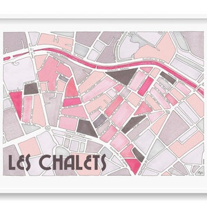 Poster City Map of Les CHALETS district, TOULOUSE Giclee Print