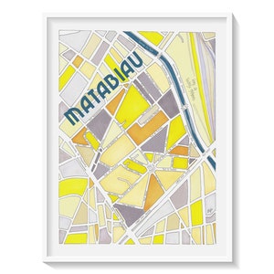 Poster City Map of MATABIAU district, TOULOUSE Giclee Print