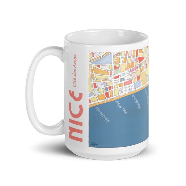 Mug illustration Plan de NICE Côte d'Azur FRANCE