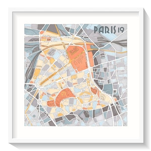 Poster City - Karte von PARIS, 19. Bezirk