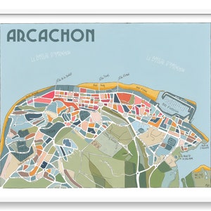 Affiche Plan d'ARCACHON Décoration Murale