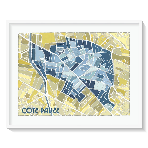 TOULOUSE Map Poster, Côte Pavée District - Wall Decoration