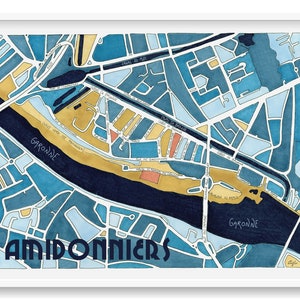 Poster City Map of AMIDONNIERS district, TOULOUSE Giclee Print