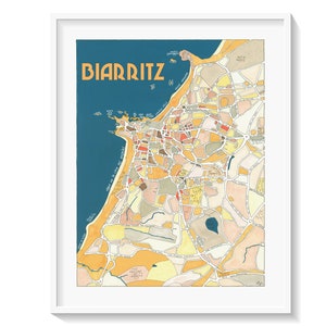 Poster City Map of BIARRITZ Giclee Print