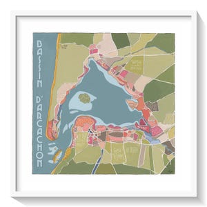 Affiche Plan du BASSIN d'ARCACHON Décoration Murale