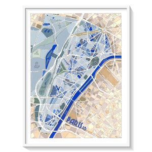 Poster Map of PARIS 16th arrondissement Wall Decoration