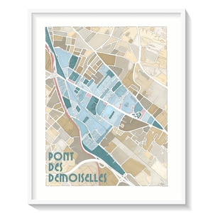 Poster City Map of PONT des DEMOISELLES district, TOULOUSE Giclee Print