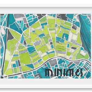 Poster City Map of MINIMES  district, TOULOUSE Giclee Print
