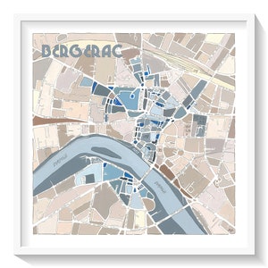Poster City Map of BERGERAC Giclee Print
