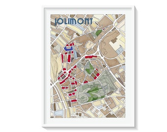 Poster City Map of JOLIMONT district, TOULOUSE Giclee Print