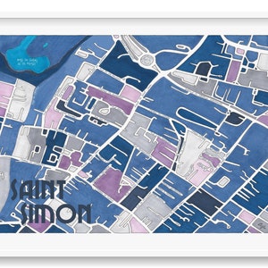Poster City Map of SAINT-SIMON district, TOULOUSE Giclee Print