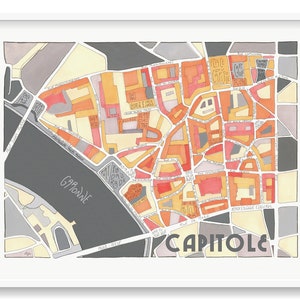 Poster City Map of CAPITOLE district, TOULOUSE Giclee Print
