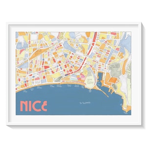 Poster Stadtplan von NICE Giclée-Druck