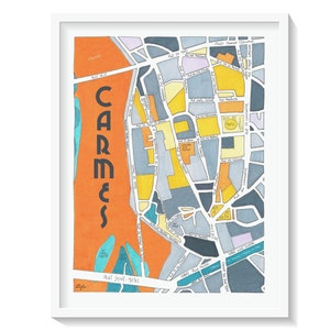 Poster City Map of Les CARMES district, TOULOUSE Giclee Print