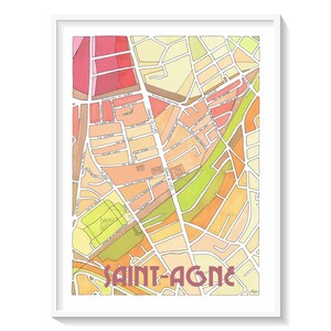 Poster City Map of SAINT-AGNE district, TOULOUSE Giclee Print