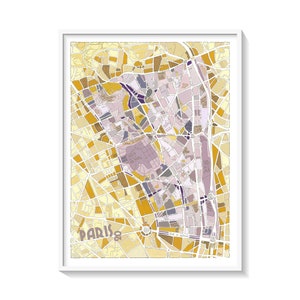 PARIS-Plakat Karte des 20. Arrondissements Wanddekoration