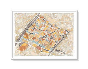 Poster Paris 15ème Arrondissement 75015 | Wall Decoration City Map | Hand-Crafted Customizable Illustration | FREE SHIPPING