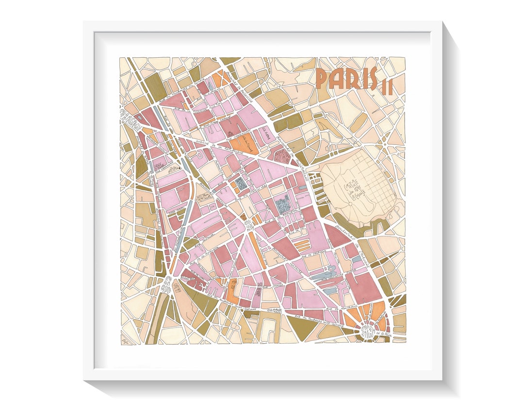 Poster City - Map of PARIS, 11th District - Etsy