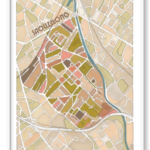 Poster City Map of SAOUZELONG district, TOULOUSE Giclee Print