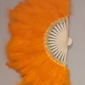 Eventail de taille moyenne taille a plume couleur orange image 4