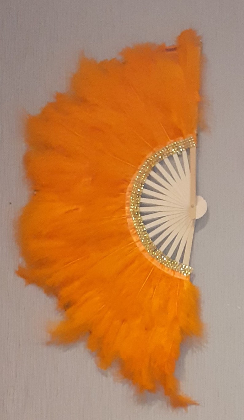 Eventail de taille moyenne taille a plume couleur orange image 4