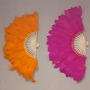 Eventail de taille moyenne taille a plume couleur orange image 5