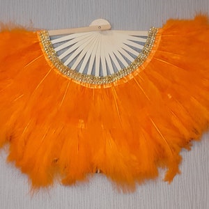 Eventail de taille moyenne taille a plume couleur orange image 1