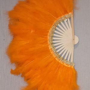 Eventail de taille moyenne taille a plume couleur orange image 3