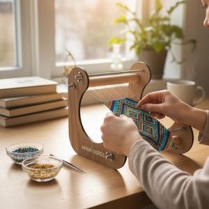 Vertical Upright Bead Loom | Ergonomic Wooden Weaving Tool for Bracelets, Hat Bands, & Long Seed Beadwork | Kit or Frame