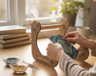 Vertikaler Perlen-Webstuhl | Ergonomisches Webwerkzeug aus Holz für Armbänder, Hutbänder & lange Perlenarbeiten | Kit oder Rahmen