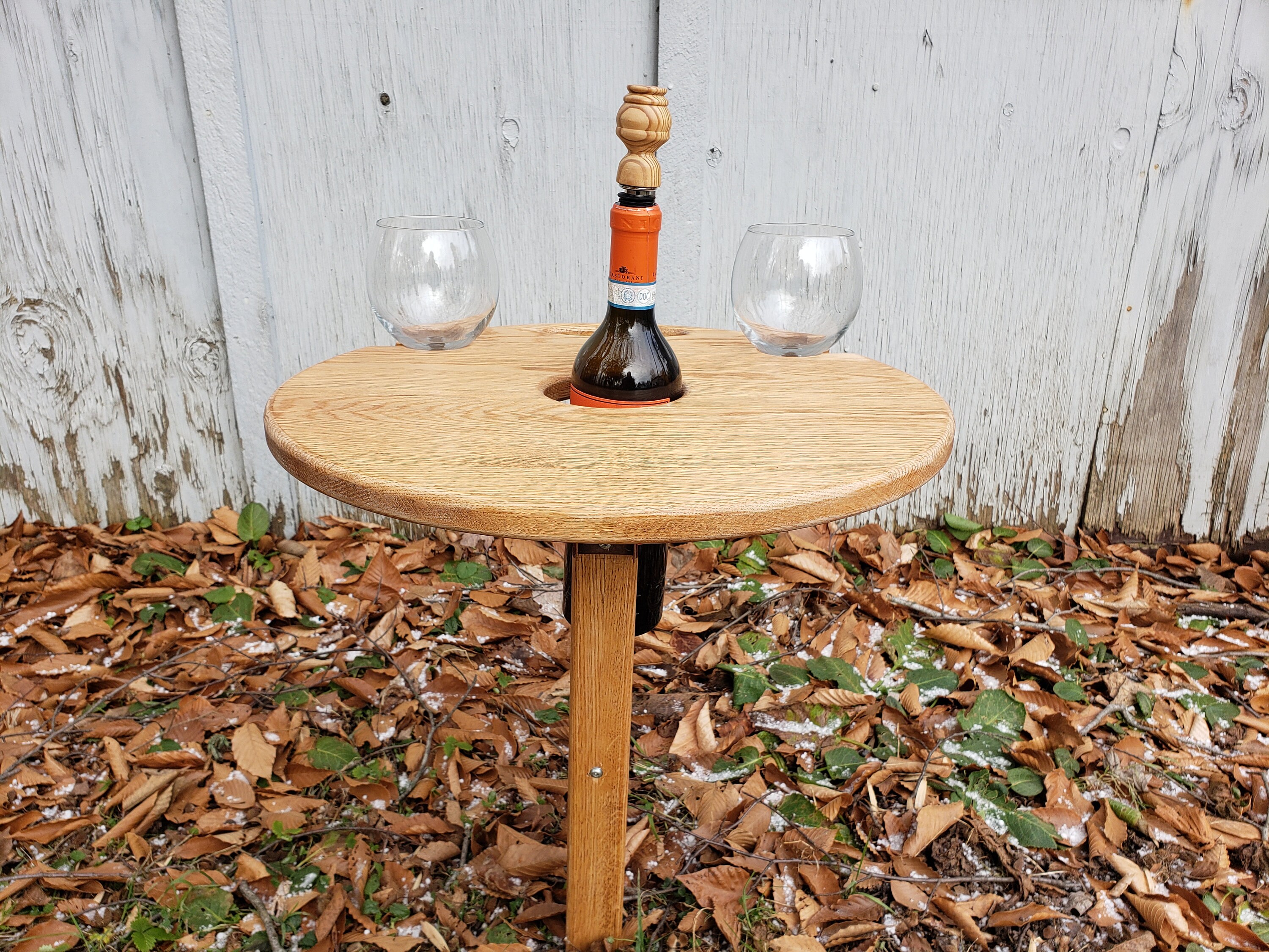 BARGIFTS Portable Wine Table Wine Glass Drying Rack for Wine Lovers Stylish Mini Picnic Table for Outdoors Events 