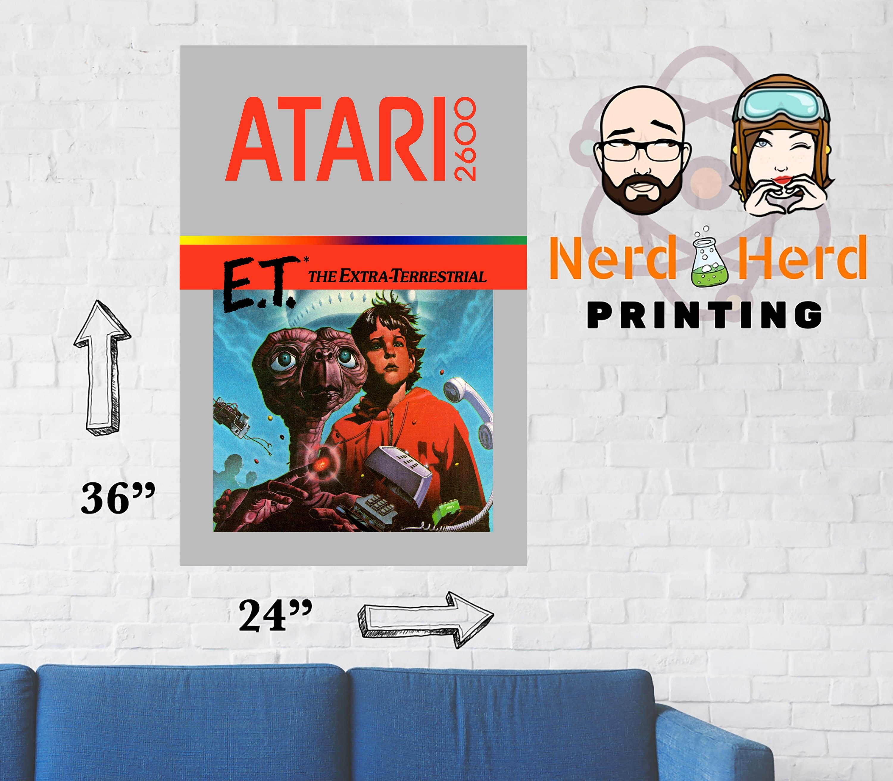 E.T El Extraterrestre Atari 2600 enmarcado impresión póster de imagen de Juegos Retro