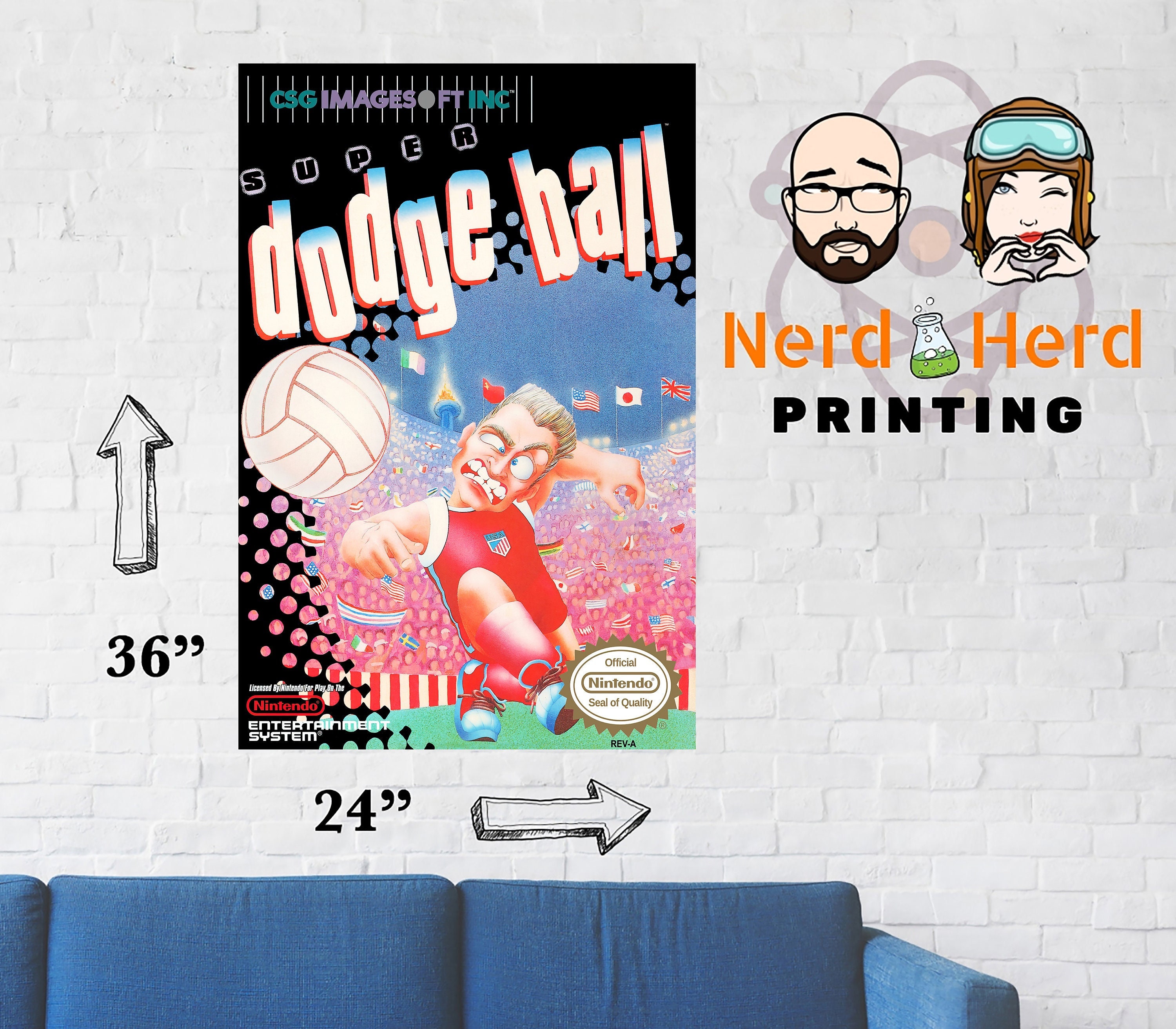 Super Dodge Ball NES Game Box Cover Art Poster Varios tipos Etsy México