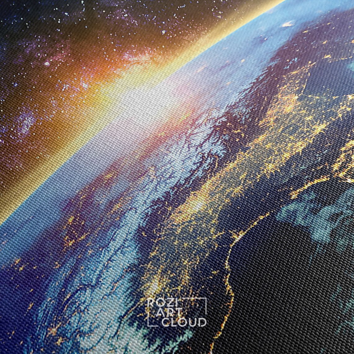EARTH CANVAS Space Art Night Print Earth Wall Art Etsy Canada