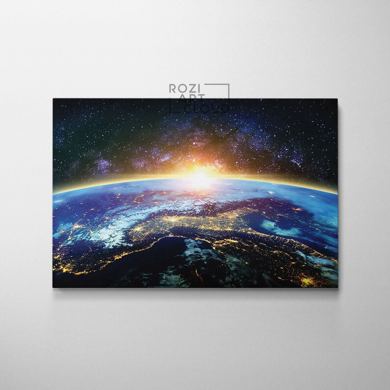 EARTH CANVAS Space Art Night Print Earth Wall Art Etsy Canada
