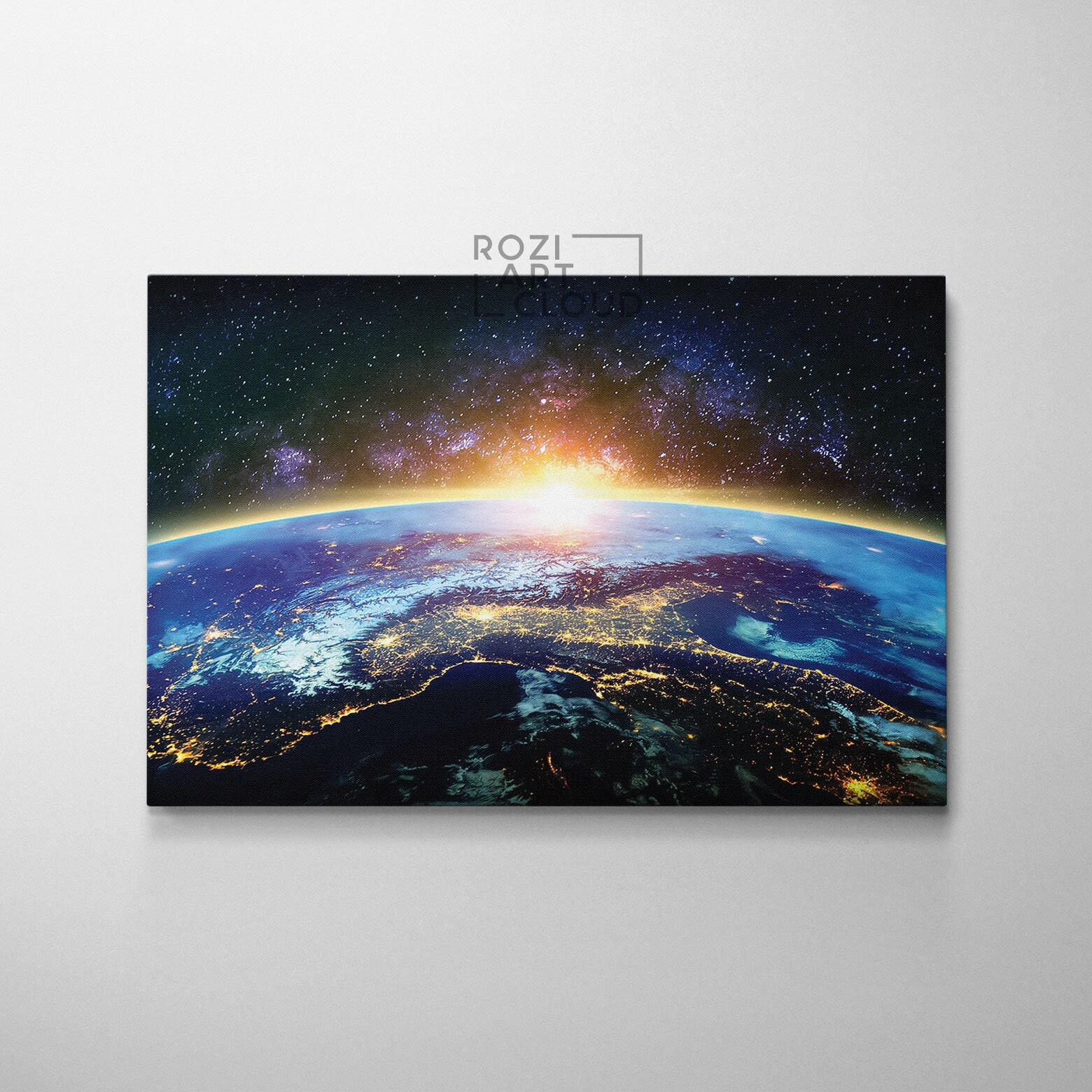 EARTH CANVAS Space Art Night Print Earth Wall Art Etsy Canada