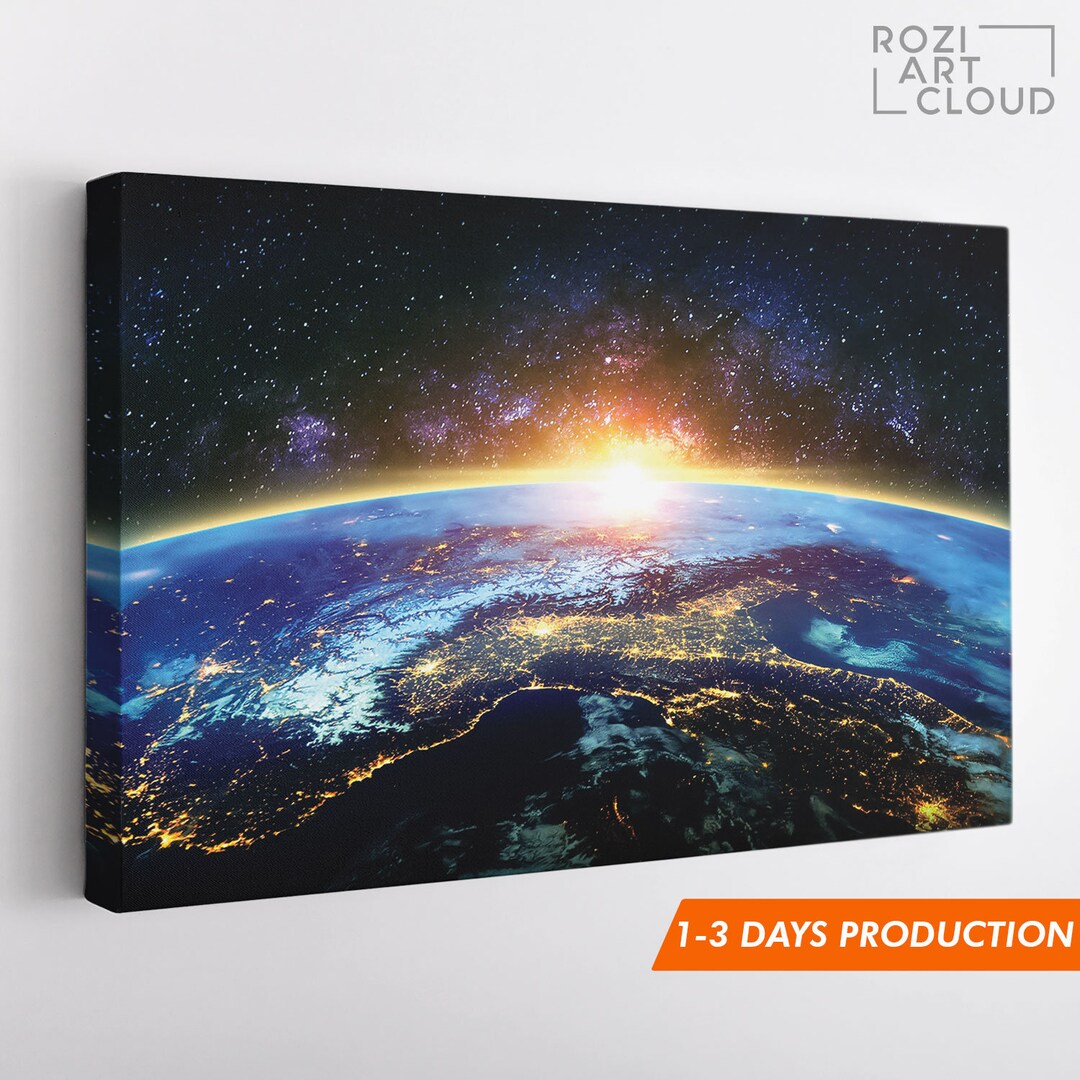 EARTH CANVAS Space Art Night Print Earth Wall Art Etsy Canada
