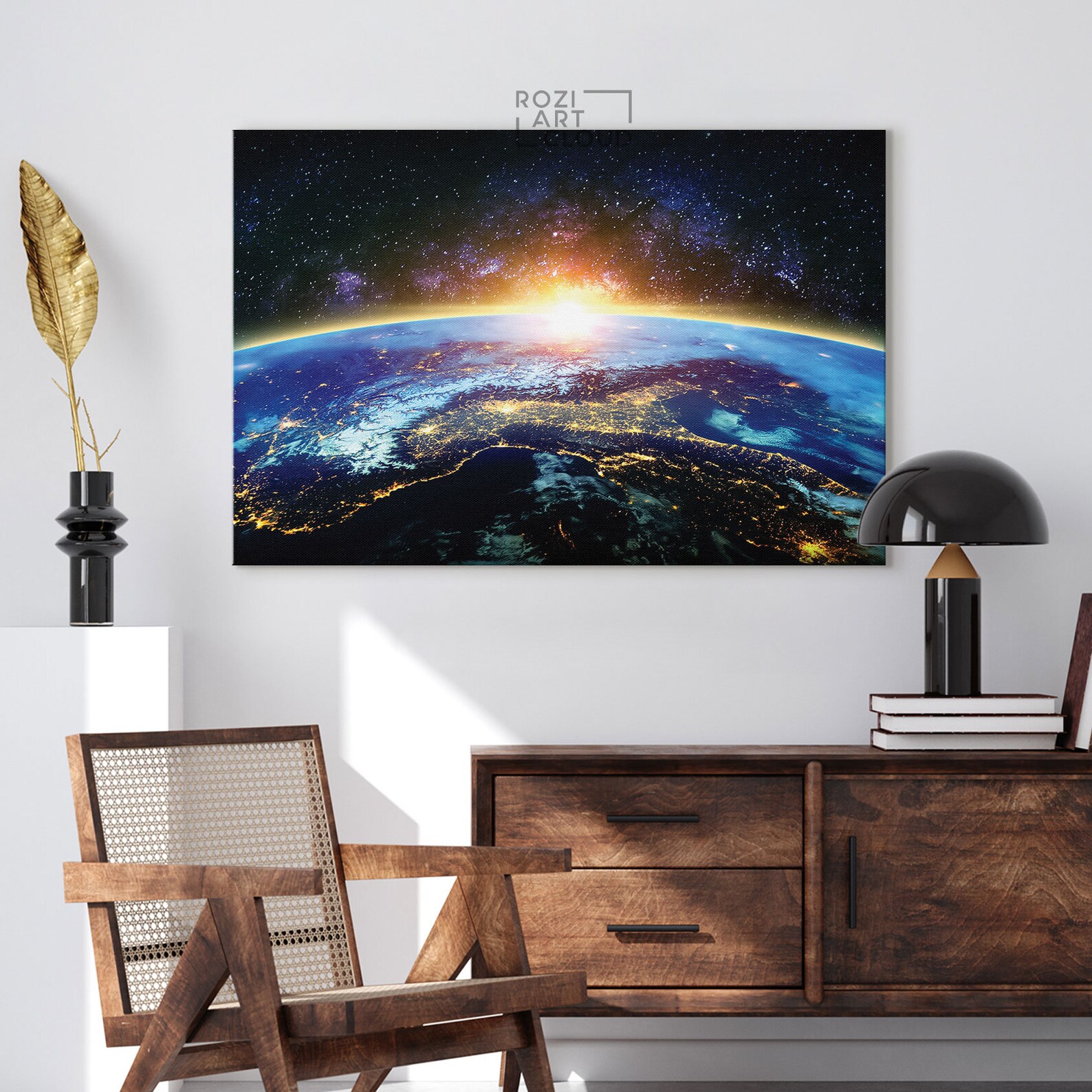 EARTH CANVAS Space Art Night Print Earth Wall Art Etsy Canada