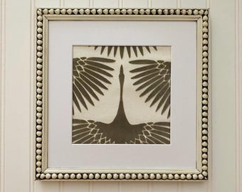 Velvet Heron Wall Art: Genevieve Gorder Cream Beaded Frame