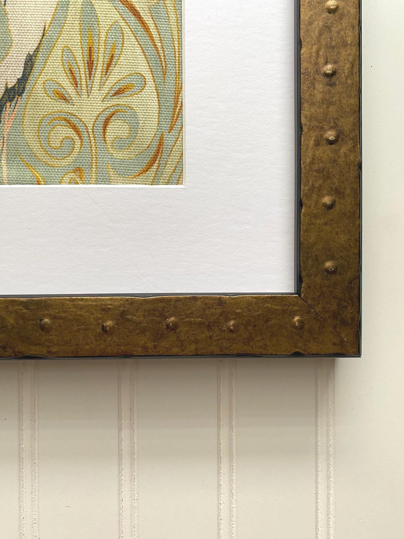 Crane Textile Wall Art: Rivet Frame Black Edge - Etsy