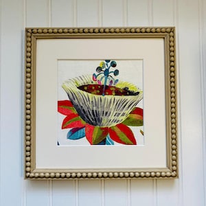 Floral Velvet Fabric Wall Hanging: Beaded Frame Gallery Wall Decor