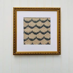 Scalloped Velvet Fabric Wall Art - Beaded Frame Textile Hanging