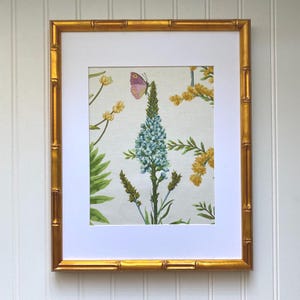 Floral Fabric Wall Art: Butterfly Accent, Bamboo Frame
